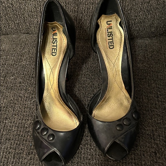 Unlisted Elegant Black Peep Toe Heels - Picture 1 of 5